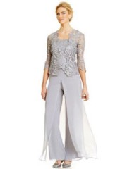 Gray Three pieces mother of the bride pant suits dresses mps-054