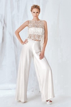 2020 Fashion Bridal jumpsuit satin wedding dress Sposa so-084