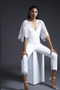 2020 New Style White Lace Bridal Jumpsuit With Batwing sleeve so-147