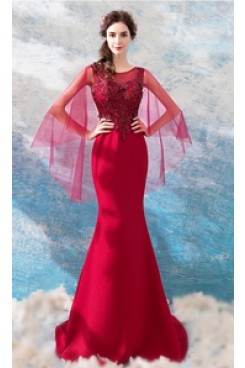 2020 Fashion Elegant Burgundy Mermaid Prom Dresses TSJY-098