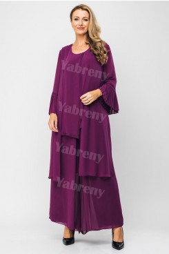 2020 Fuchsia Mother of the bride pants suit women's 3PC Purple Trousers sets mps-292