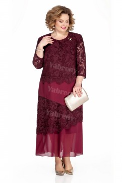Burgundy Mother Of The Bride Dresses Ankle-Length Plus Size Women's Dresses mps-449-1