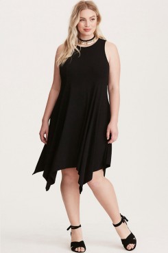 2021 Modern Plus Size Women's Dresses, Black Sexy Knee-Length Summer Dresses mps-415