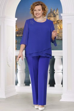 2022 Women's Plus size Royal Blue Mother of the bride Outfit mps-429-2