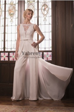 2022 New Arrival Stylish Wedding Jumpsuits with Chiffon Overskirt ,Chic Bridal Dresses so-360