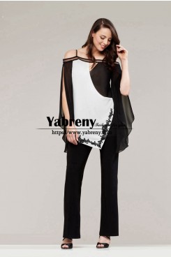 2022 New Style Mother of the Bride Pant Suits Dresses Wedding Pants Sets Black and White mps-691