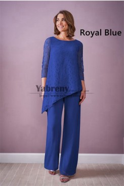 2022 Spring Women's  Outfits, Royal Blue Lace Discount Mother of the Bride Pant Suits mps-753-4