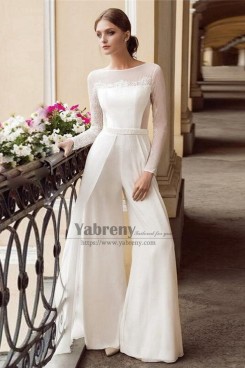 2022 Wide Leg Wedding Jumpsuit for Bridal, Monos de novia, Weeding Guest Dresses so-324