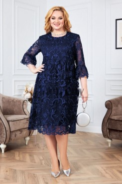 2024 Loose Style Half Sleeves Dark Navy Lace Plus Size Mother Of The Bride Dresses mps-789-2