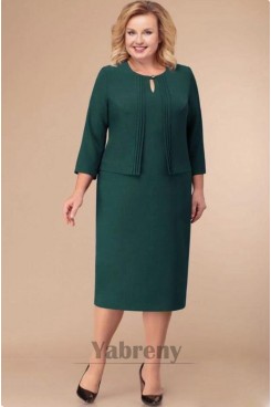 2Pc Plus Size Green Women's Dresses, Modern Women's Outfits Dresses mps-817