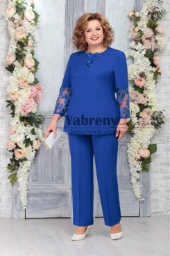 2PC Royal Blue Plus size Mother of the Groom Pant Suits,Custom-Made Women's Outfits mps-522