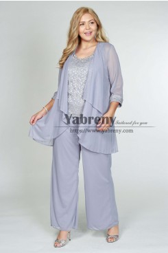 3PC Customized Plus Size Grape Women's Pantsuit, Tailleur-pantalon de mère mps-541-2