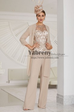 3PC Glamorous Mother of the Bride Pantsuits,Women's outfits with Jacket,Pantalons pour femmes mps-591
