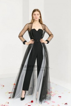 Black Dressy Women's Jumpsuits for Wedding, Disassemble Wedding Guest Dreses, Monos de mujer para boda so-332-3