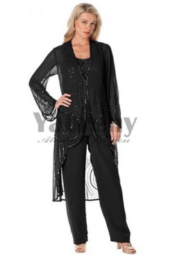 Black Hand beading Mother of the bridal pants suit womem's outfits mps-068