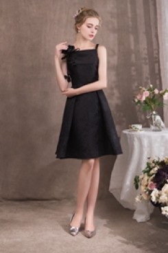 2020 New Style Black Spaghetti Knee-Length Prom dresses so-050