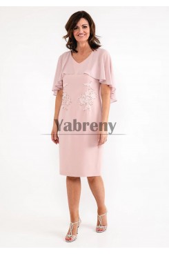 Blush Pink Chiffon Mother Of The Bride Dresses, Knee-Length Hand Beading Mother of the Groom Dresses mps-810
