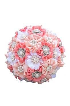 Blushing Pink Light Pink and white wedding bouquets for bride with Pearls