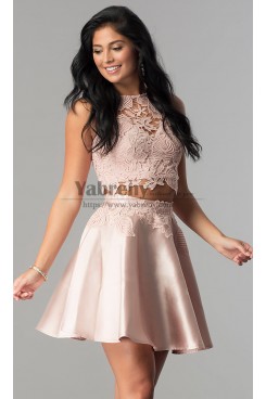 Blushing Pink Two-Piece Short Dress,A-line Homecoming,Vestidos De Fiesta sd-054-1