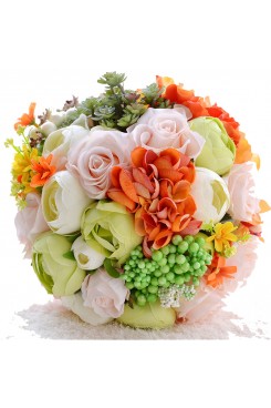 Bright Artificial wedding bouquets for bride and bridesmaids holding flowers