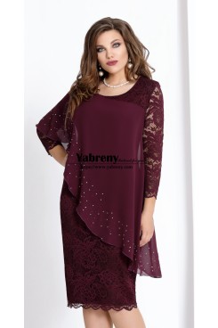 Burgundy Fashion Knee-Length Mother of the bride dresses mps-584-2