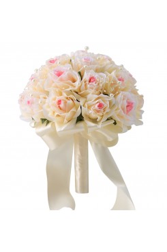 Champagne and Pink Artificial Flowers Rose for bride and Bridesmaid Bouquets