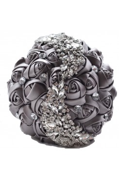 Charcoal Crystal Artificial Flowers Rose for Bridesmaid Bouquet for wedding