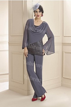 Charcoal Gray mother of the bride Pants suit Modern Women's outfits mps-296