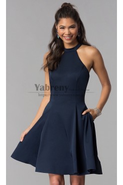 Dark Blue Under $100 Homecoming Dresses with Pockets,Short prom Dresses,Vestidos De Fiesta sd-055-2