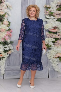 Dark Navy Lace Mermaid Mother of the Bride Dresses Plus Size Women's Dress mps-469-2