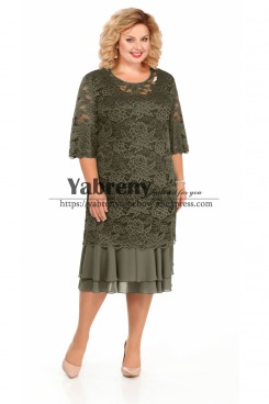Deep Olive Lace Mother of the Bride Dress Plus size Women's Dress mps-496-2