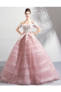 Discount Ball Gown Pearl Pink Strapless Bean Paste Quinceanera Dresses TSJY-176