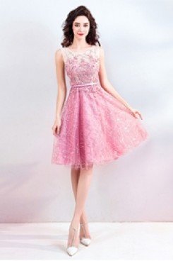 Dressy Sequined Fabrics Short Dresses Under $100 Pink Homecoming Dresses TSJY-156