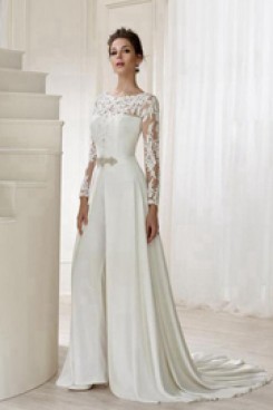 Elegant Spring Wedding pants dress Bridal Jumpsuit with detachable train so-083