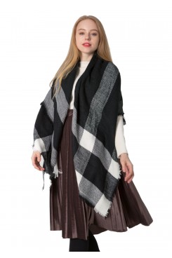 Fall Winter Scarves Women's shawl Black and White Plaid Scarf