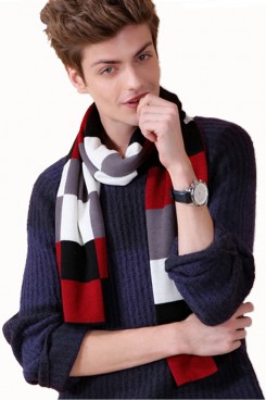 Fashion British Wind Acrylic Plaid Scarfs for Men White Black Red and Gray