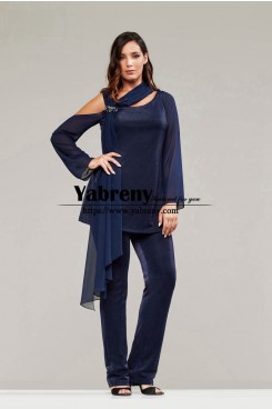 Fashion Mother of the Bride Pant Suits Dark Navy Women Outfit for Wedding Guest mps-704