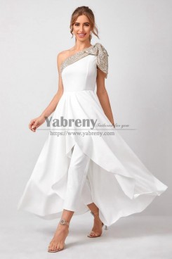 Fashion One Shoulder Bridal Jumpsuit Wedding pants Dress,Combinaisons de mariage so-288