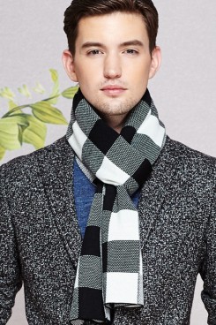 2019 plaid high-end wool Men's scarf for autumn and winter