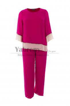 Fuchsia Chiffon Women's Outfit 2PC Mother of the bride Pant suits Comfortable mps-488