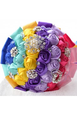 Glamorous Colors flowers for Garden Wedding Party holding flowers with Hand Beading