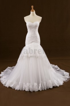 Glamorous Mermaid Strapless Wedding dress With Sweep Train wd-004