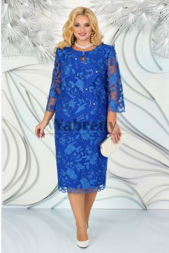 Glamorous Mid-Calf Royal Blue Lace Plus Size Mother Of the Bride Dresses mps-786-3