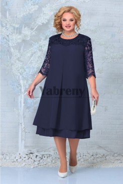 Glamorous Spring Dark Navy Half Sleeves A-line Mother Of The Bride Dresses mps-767-1