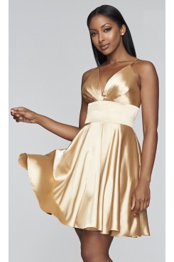 Gold A-Line Open-Back Homecoming Dresses,Under $100 Sexy Short Dresses,Vestidos De Fiesta sd-062-2