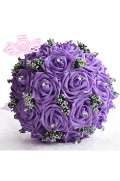 Grape Artificial Simulation Rose flowers for bride and bridesmaids with Crystal