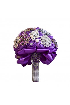 Grape Elegant Wedding bouquets for bride with Pearls Glass Drill and Crystal