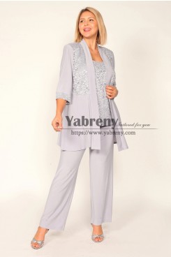 Gray Plus Size Mother's Pantsuit,Trajes de mujer de talla grande mps-540-6