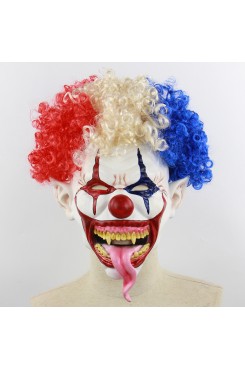 Ghost Head Cover Horror Explosive Head Big Mouth Long Tongue Clown Masks