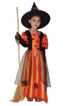 Halloween Witch Costumes Children Sorceress Cosplay Kids Pumpkin skirt Masquerade dress free shipping